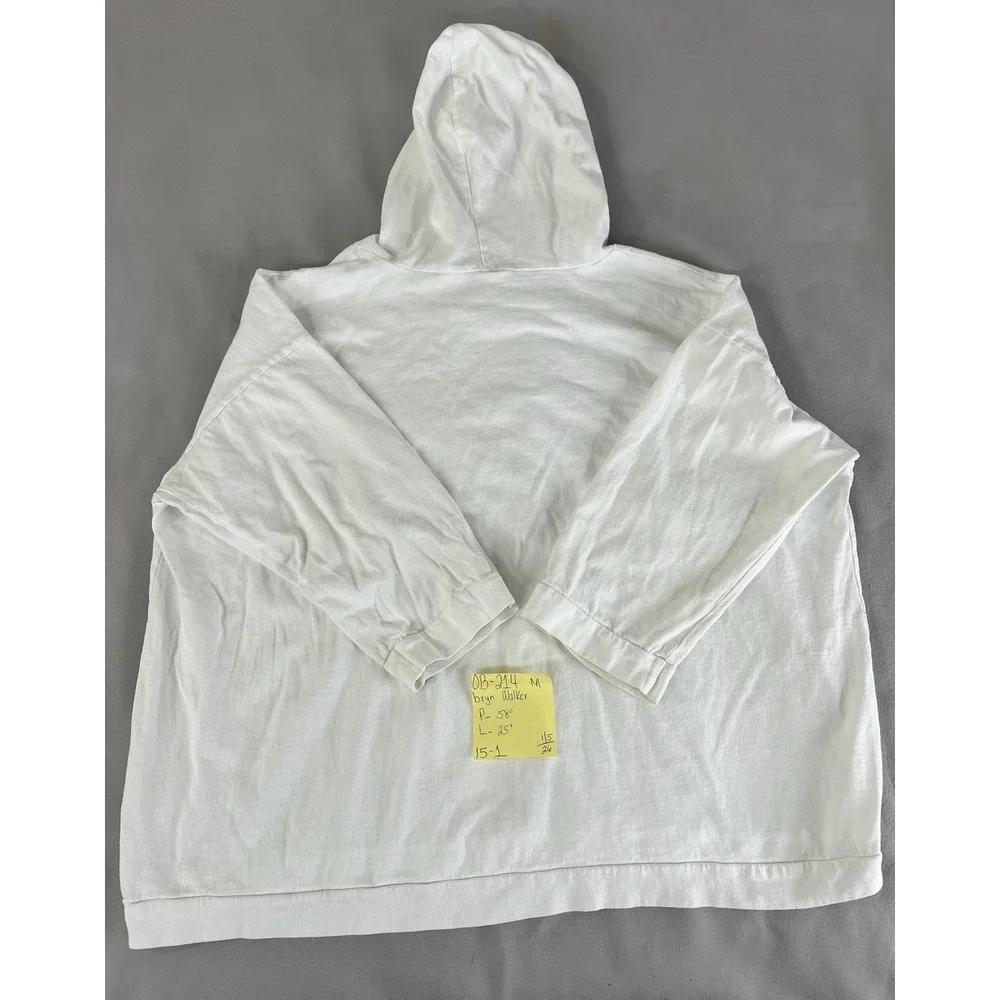 Bryn Walker Hoodie Women Medium White Lagenlook Boxy Oversized Pullover Made USA